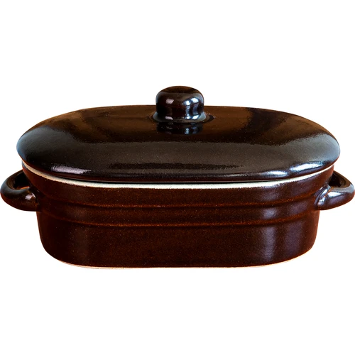 Ceramica - pentola per strutto, allungata con coperchio 0,75L  - 1 