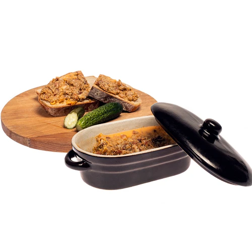 Ceramica - pentola per strutto, allungata con coperchio 0,75L - 3