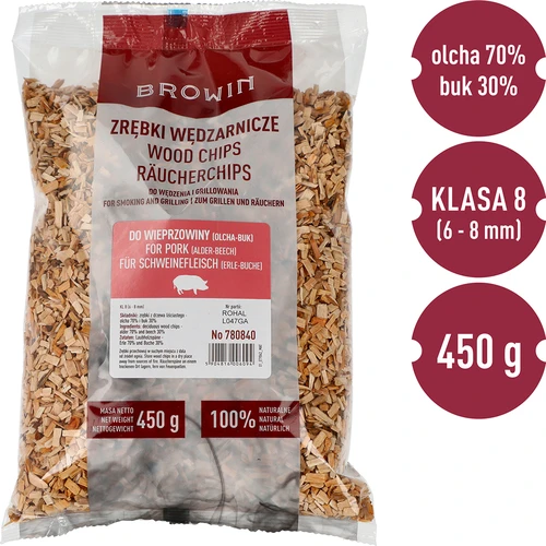 Chips di legno per affumicare e grigliare, 70% ontano + 30% faggio, 450 g, classe 8 - 3