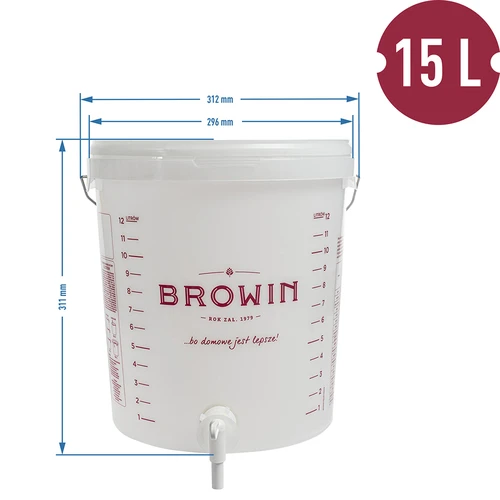 Contenitore di fermentazione 15 L con coperchio e rubinetto - 12