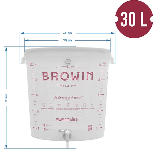 Contenitore di fermentazione 30 L con coperchio e rubinetto - 10