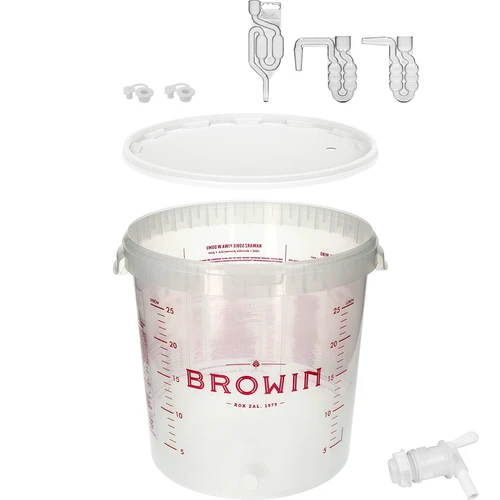 Contenitore di fermentazione 30L con stampa, rubinetto e 3 tubi - 7