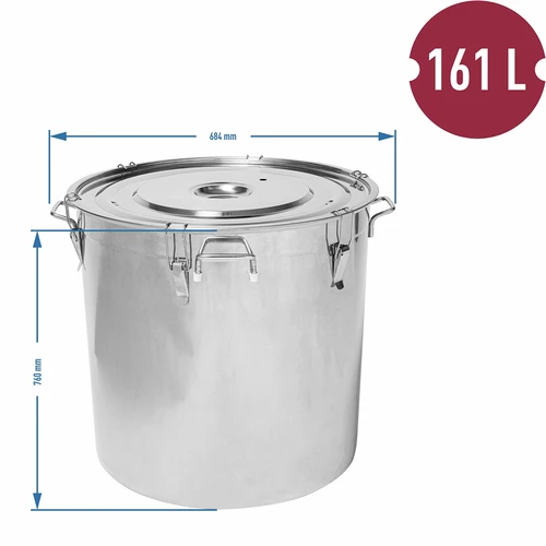 Contenitore in acciaio inox 161 L con coperchio - 6
