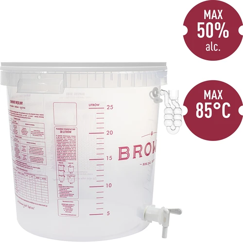 Contenitore per fermentazione della birra con gorgogliatore, rubinetto, termometro e riduttore di sedimenti - 3