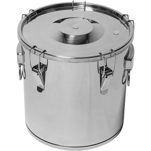 Contenitore per fermentazione e distillazione - acciaio inox 18 L, 5 chiusure a leva  - 1 