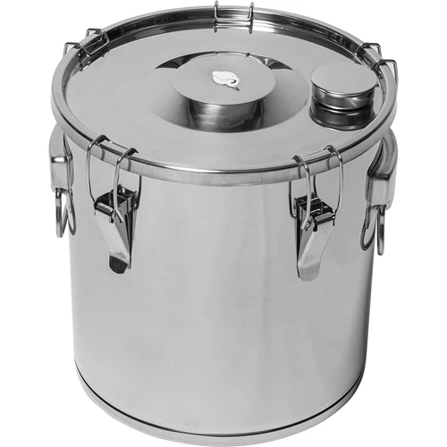 Contenitore per fermentazione e distillazione - acciaio inox 18 L, 5 chiusure a leva - 2