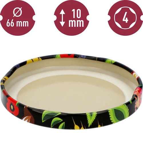 Coperchio fi 66/4 nero Folk - 10 pezzi - 4