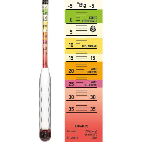 Cukromierz nietłukący z probówką, zakres pomiaru: -5-35°Blg - 3
