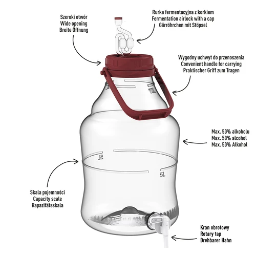 Damigiana 10 L con manico e rubinetto - 5
