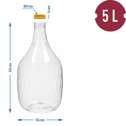 Damigiana 5 L in PET, con tappo a vite - 4