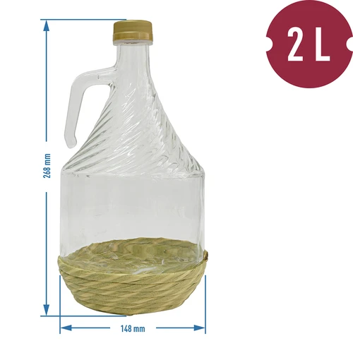 Damigiana Dama 2L con rivestimento, con tappo a vite - 2