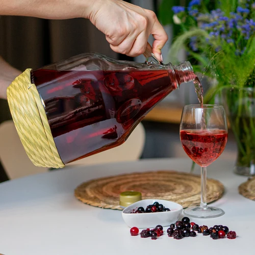 Damigiana Dama 3 l con rivestimento intrecciato e tappo a vite - 5