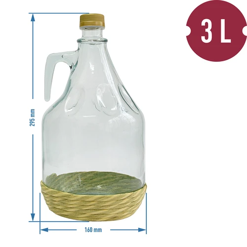 Damigiana Dama 3 l con rivestimento intrecciato e tappo a vite - 2