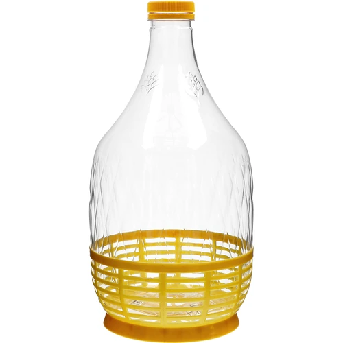 Damigiana Dama 5 L in PET, con tappo a vite e cestello