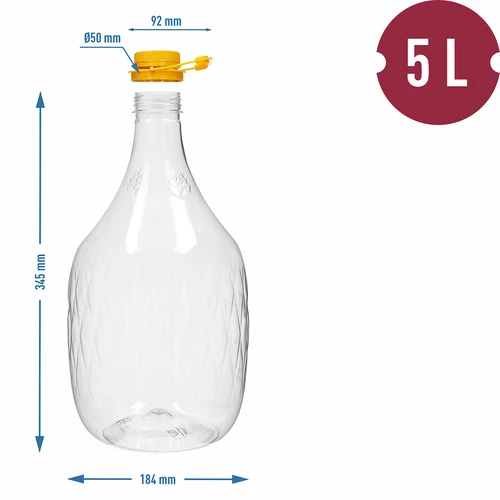 Damigiana Dama 5 L in PET, con tappo e manico - 4