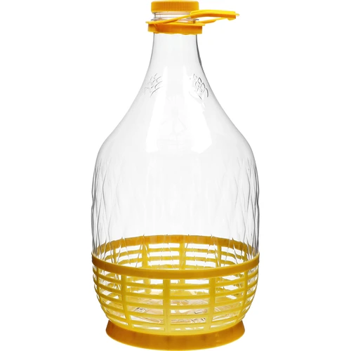 Damigiana Dama 5 L in PET, con tappo, manico e cestello
