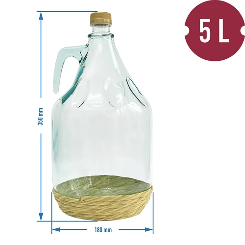 Damigiana Dama 5L con rivestimento, con tappo a vite - 3