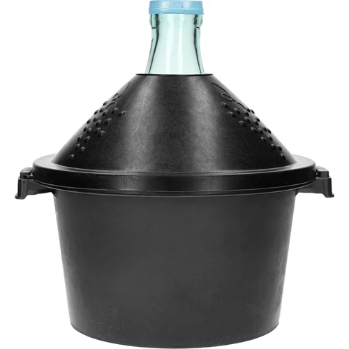 Damigiana di vetro per vino 5 L - con cesto in plastica  - 1 
