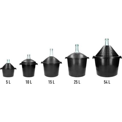 Damigiana in vetro per vino 5 L - con cestello in plastica - 6