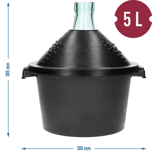 Damigiana in vetro per vino 5 L - con cestello in plastica - 7
