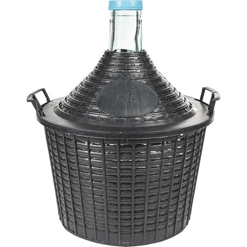 Damigiana per vino 10 L in cesto di plastica  - 1 