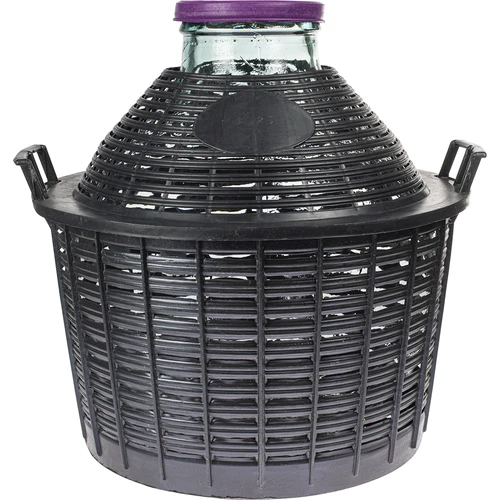 Damigiana per vino 25 L con collo largo in cestino plast.  - 1 