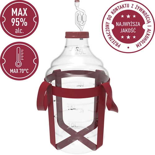 Damigiana per vino leggera e infrangibile con cinghie, 25 L - 5