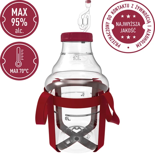 Damigiana per vino leggera, infrangibile, con cinghie, 10 L - 5