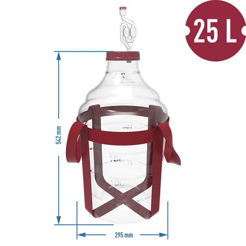 Damigiana per vino leggera, infrangibile, con cinghie, 25 L - 6