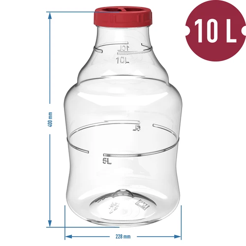 Damigiana per vino leggera, infrangibile, con cinghie di trasporto, 10 L - 6