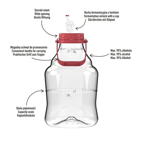Damigiana per vino leggera, infrangibile, con manico, 10 L - 4