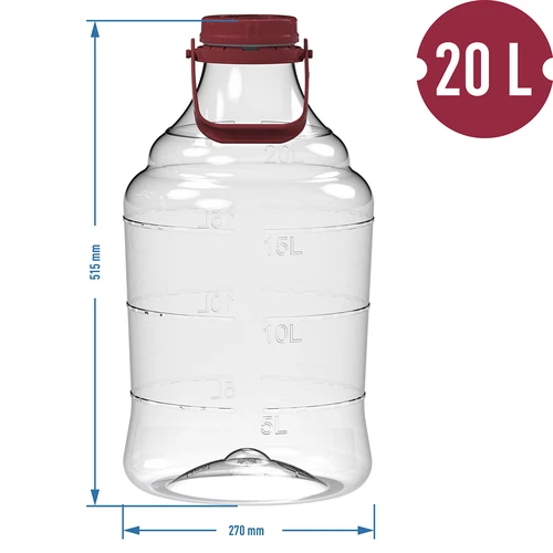 Damigiana per vino leggera, infrangibile con manico, 20 L - 6