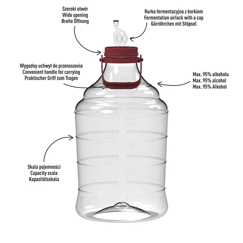 Damigiana per vino leggera, infrangibile, con manico, 25 L - 4