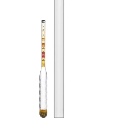 Densimetro per idromele infrangibile con provetta, campo di misura 10-50°Blg