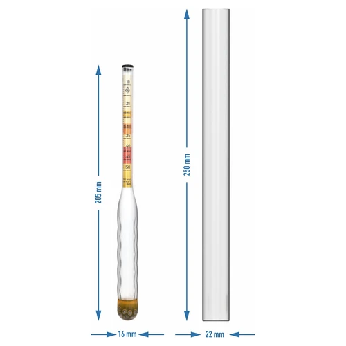 Densimetro per idromele infrangibile con provetta, campo di misura 10-50°Blg - 4