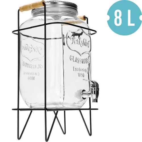 Dispenser Limonata 8 L - con rubinetto, su supporto metallico con manici - 2