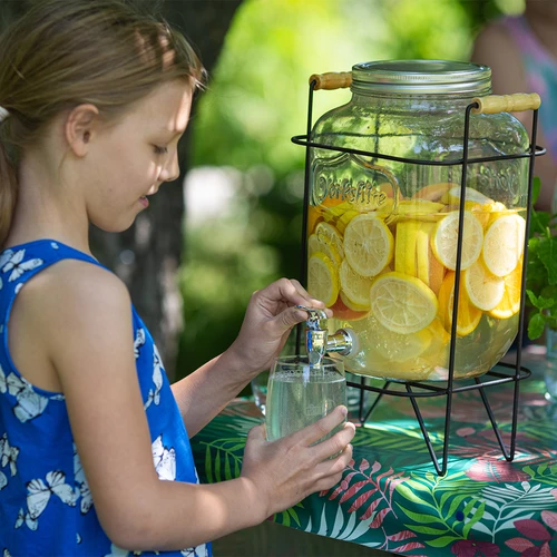 Dispenser Limonata 8 L - con rubinetto, su supporto metallico con manici - 8