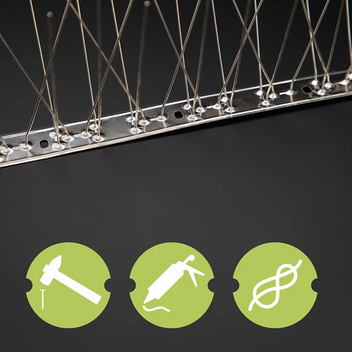 Dissuasori a spuntoni per uccelli su striscia metallica, 10 pz. - 7