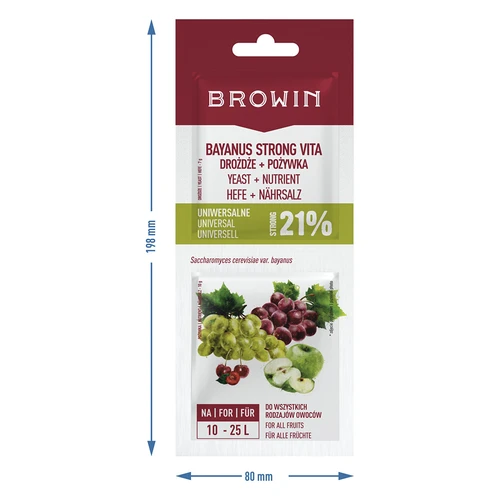 Drożdże Bayanus + pożywka - Uniwersalne - 21%, 17 g - 3