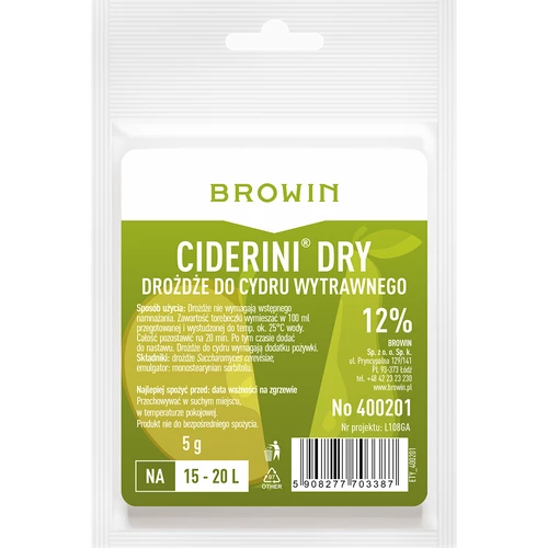 Drożdże cydrowe Ciderini Dry, 5 g