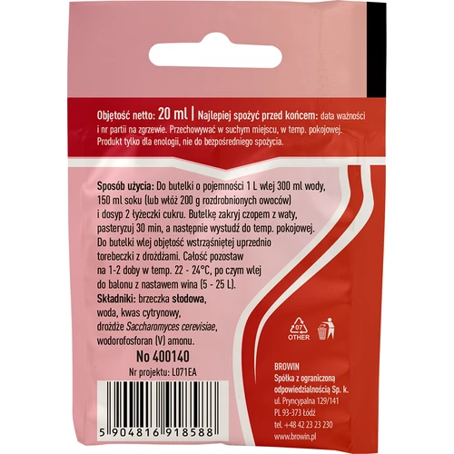 Drożdże winiarskie Malaga, 20 ml - 2