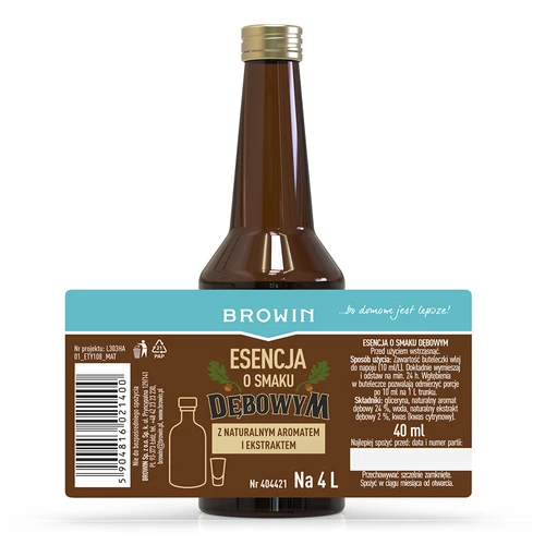 Esencja o smaku dębowym z naturalnym aromatem i ekstraktem - 40 ml, na 4L - 4