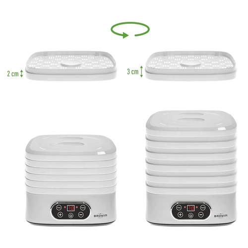 Essiccatore per funghi, frutta, verdure e erbe con regolazione della temperatura, 240W, bianco - 12