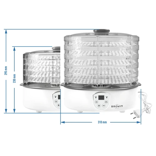 Essiccatore per funghi, frutta, verdure e erbe con regolazione della temperatura, 240W, trasparente - 11
