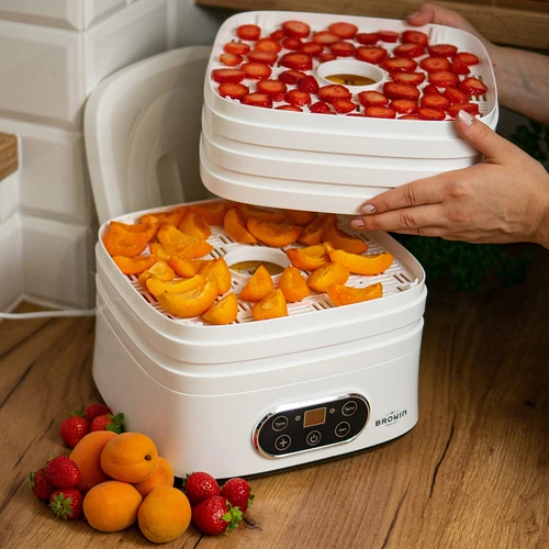 Essiccatore per funghi, frutta, verdure ed erbe aromatiche con regolazione della temperatura, 240W, bianco - 20