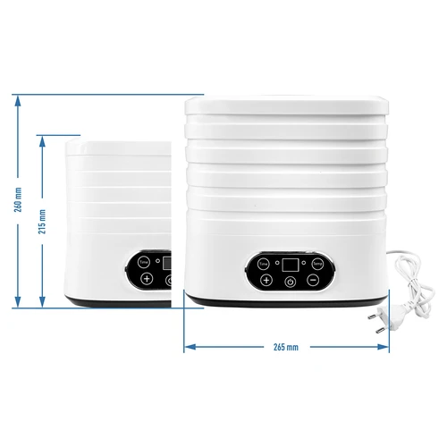 Essiccatore per funghi, frutta, verdure ed erbe aromatiche con regolazione della temperatura, 240W, bianco - 13