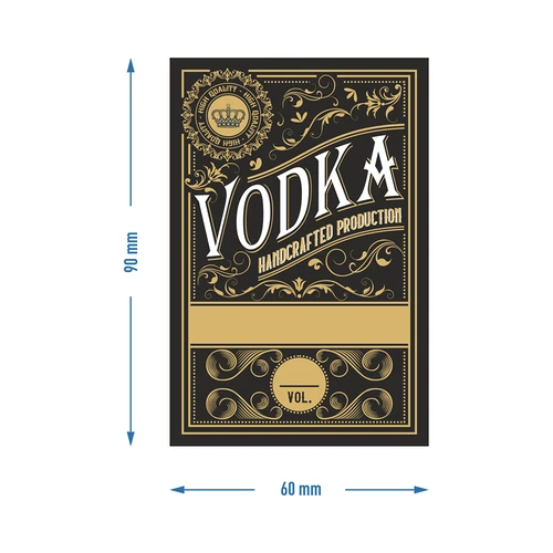 Etichette autoadesive 60x90 mm per bottiglie di vodka, nere, 20 pezzi - 4