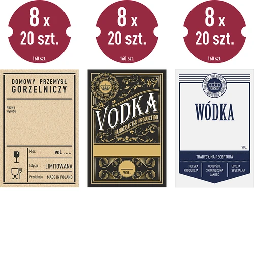 Etichette autoadesive 60x90 mm per bottiglie, vodka, 3 disegni 20 pezzi - 2