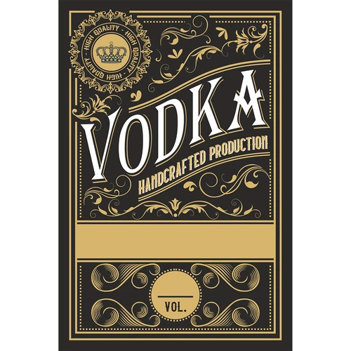 Etichette autoadesive 60x90 mm per bottiglie, vodka, nere, 20 pezzi  - 1 