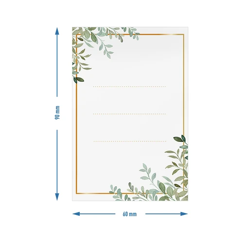 Etykiety samoprzylepne 60 x 90 mm na butelki, słoiki, prezenty wzór florystyczny - 20 szt. - 4